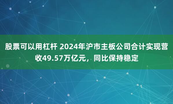 股票可以用杠杆 2024年沪市主板公司合计实现营收49.57万亿元，同比保持稳定