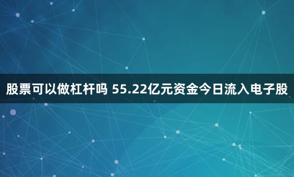 股票可以做杠杆吗 55.22亿元资金今日流入电子股