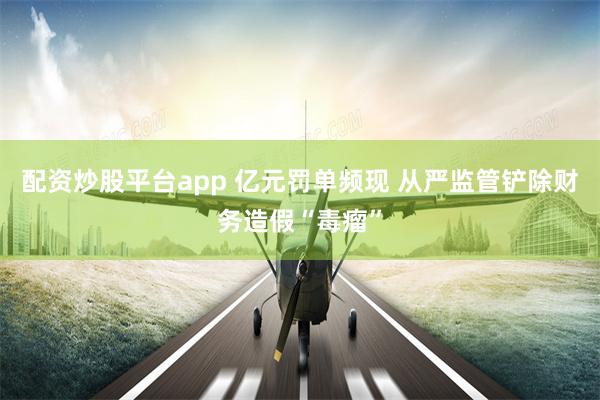 配资炒股平台app 亿元罚单频现 从严监管铲除财务造假“毒瘤”